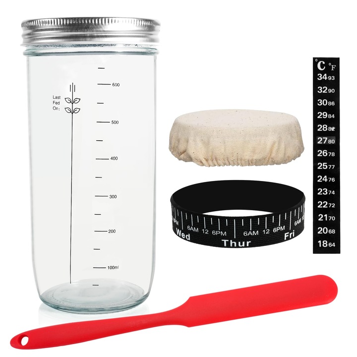 Borcan pentru maia MWAOWM, kit complet, indicator temperatura, capac aluminiu, 24oz