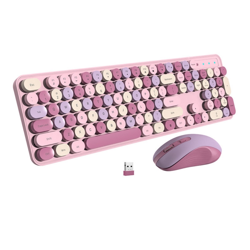 Set tastatura si mouse wireless Cozevdnt, tip retro, multimedia