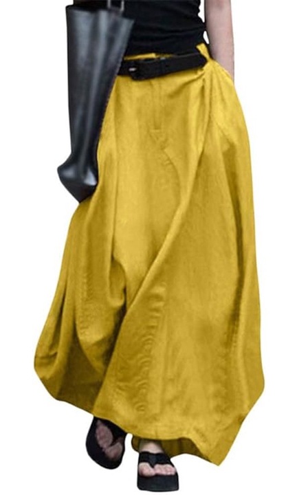 Fusta in carouri, Textil, Galben, Galben