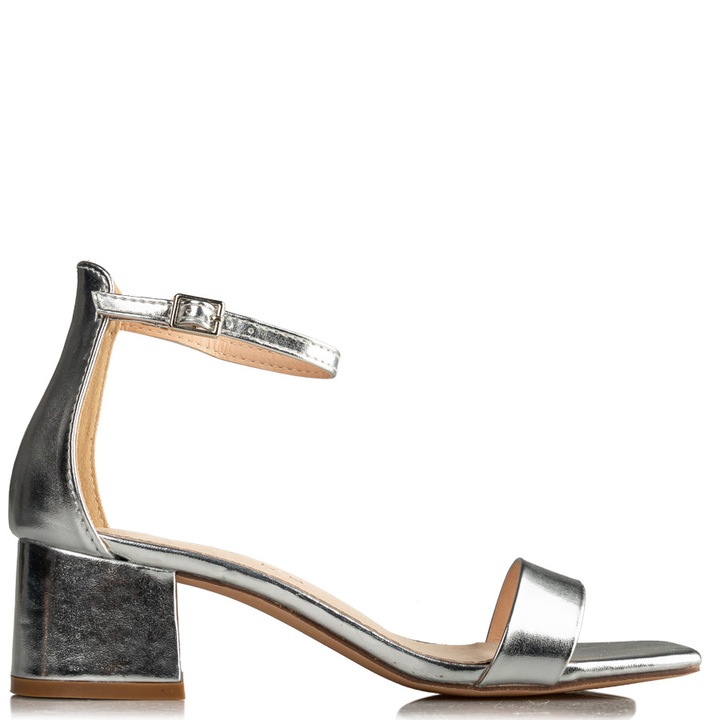 Sandale cu toc, Miss NV, Sintetic, Argintiu, Argintiu