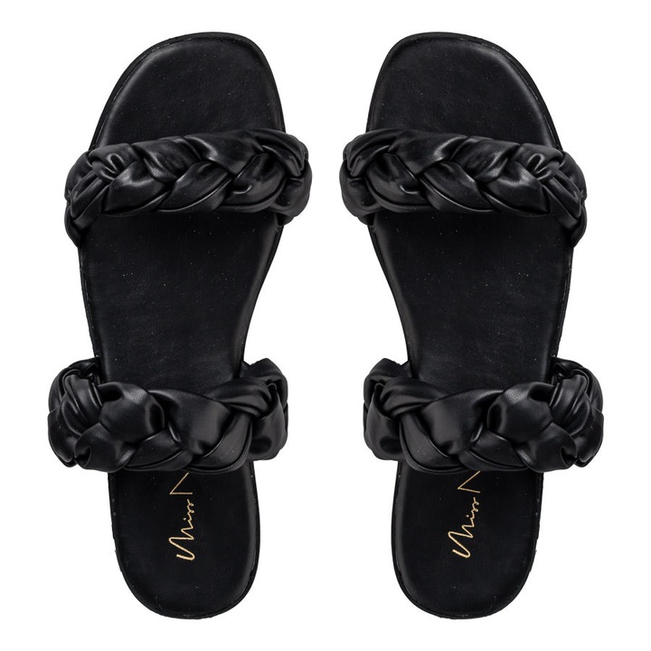 Papuci Negri Miss NV, Negru, 36
