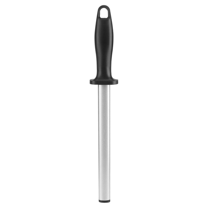 QttvbTna késélező kő, mesterséges gyémánt + ABS, fekete és ezüst, 33,5 cm