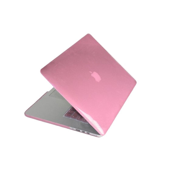 Carcasa de protectie, Compatibila cu Macbook Air 13.6 inch, Ultra-Slim, Roz Cristal
