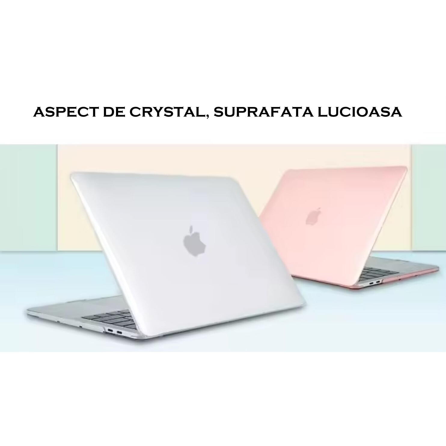 Carcasa de protectie, Compatibila cu Macbook Air 13.6 inch, Ultra-Slim, Roz Cristal