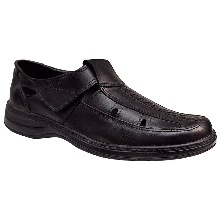 Pantofi barbati casual din piele naturala 200339, Negru