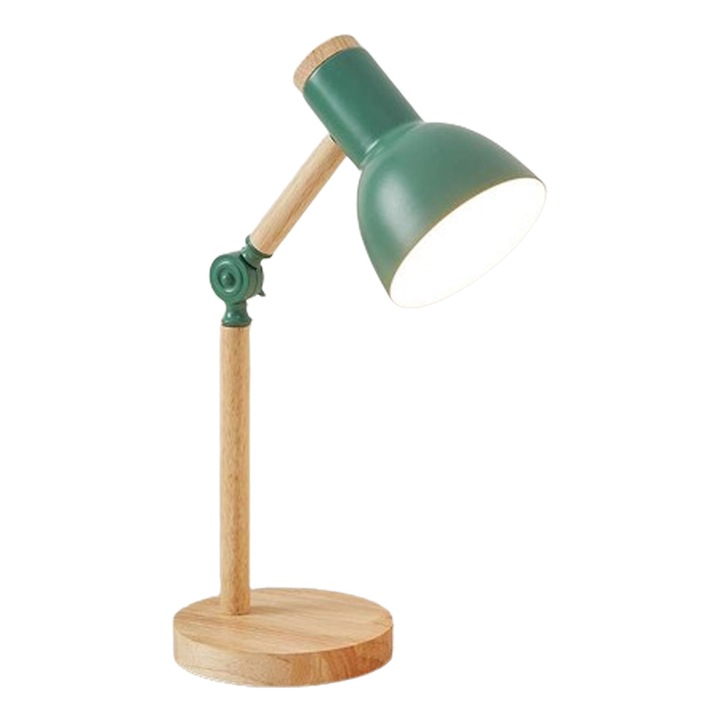 Lampa de masa reglabila din lemn pentru dormitor, lampa de birou pentru copii cu baza din cauciuc de inalta calitate si imbinare mecanica pentru reglare usoara, design portabil pliabil pentru depozitare in spatiu mic