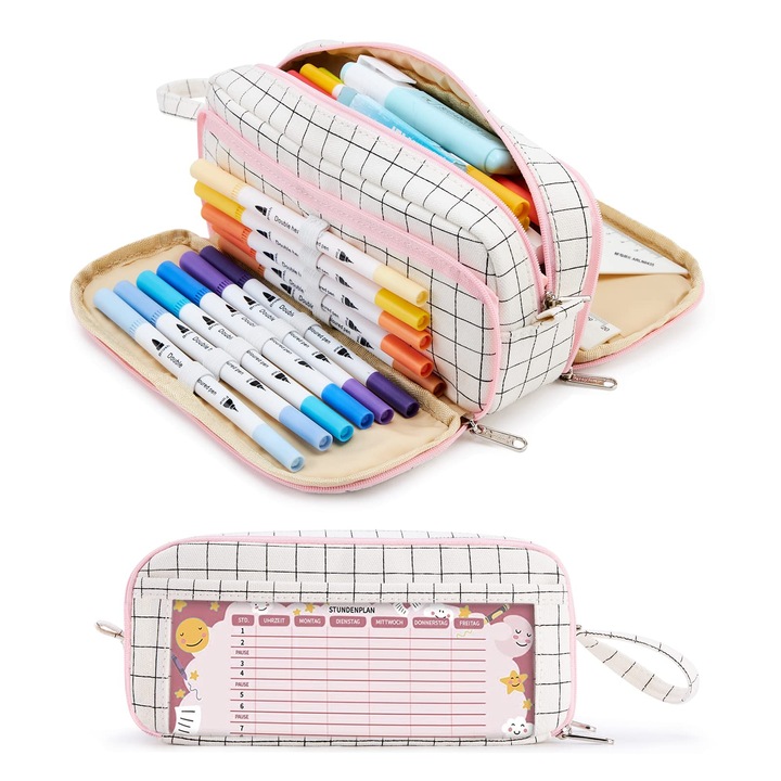 Penar cu 3 compartimente, checkered, 21x10x7.5cm, set