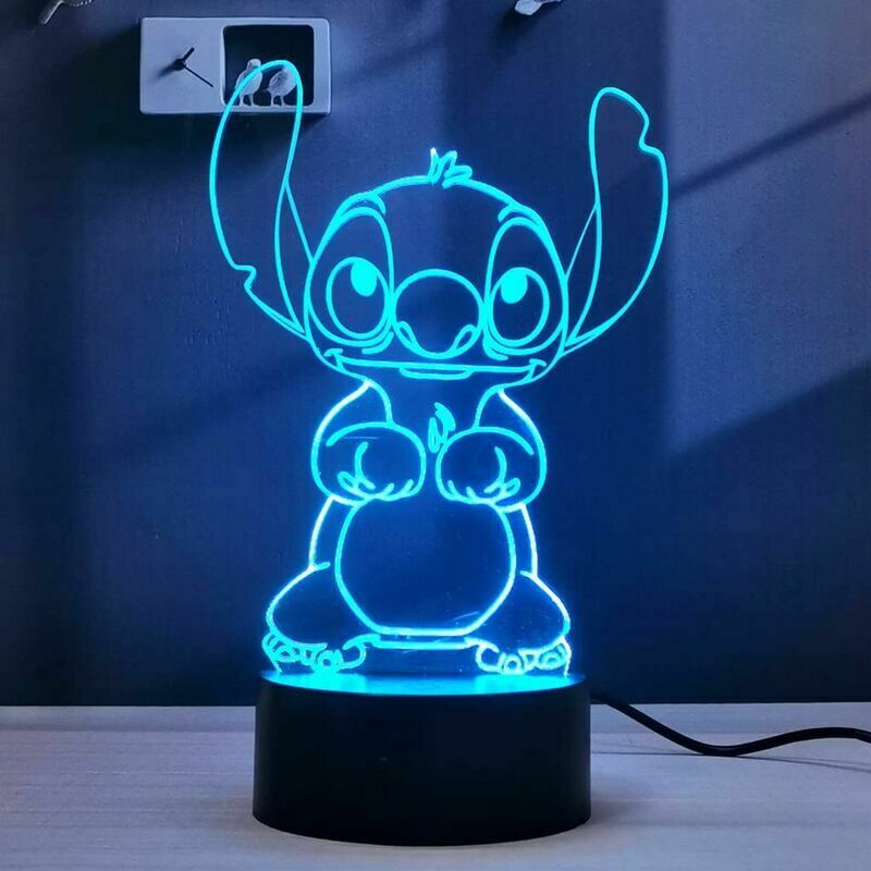 AAAϋ♡ Lampa de veghe 2in1 3D iluzie, Lilo si Stitch, LED, control remote