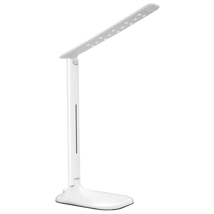 Lampa de birou LED pliabila cu temperatura de culoare ajustabila, design ergonomic, protectie oculara, alb