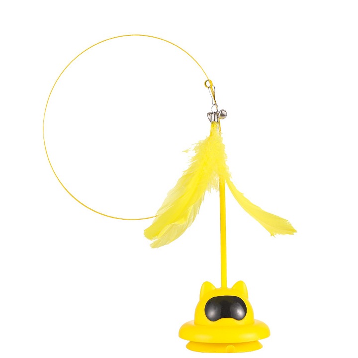 Jucarie interactiva pentru pisici, cu ventuza, 20x15cm, galben