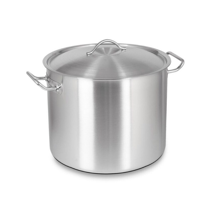 Oala profesionala inox cu capac cilindrica Orta Derin 44 l Ideal Inox 45x28