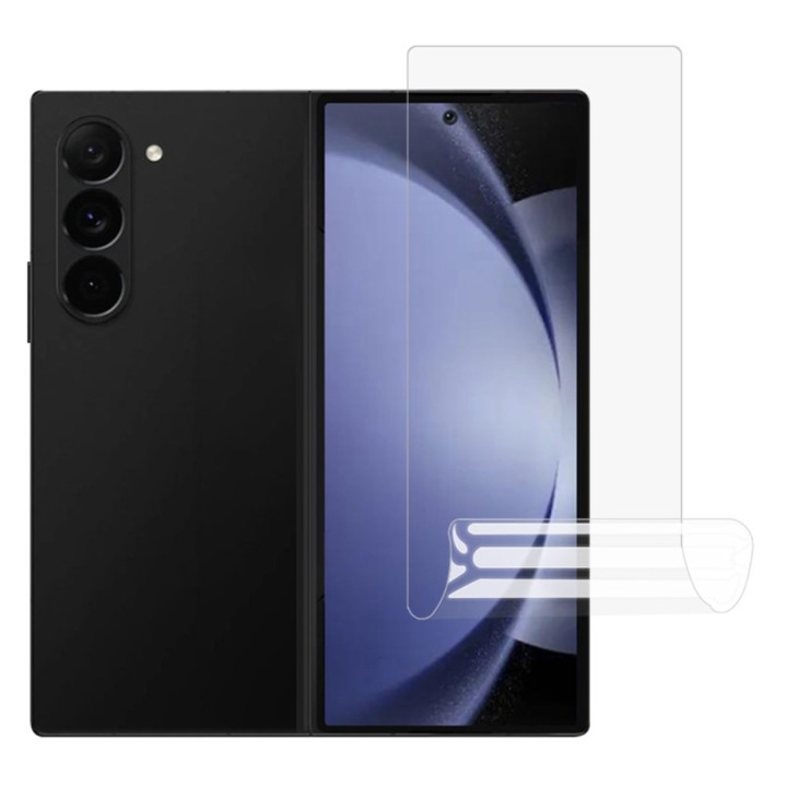 Folie de protectie compatibila cu Samsung Galaxy Z FOLD 6 din silicon, TPU, Perfect fit, acopera tot ecranul frontal, ultra subtire