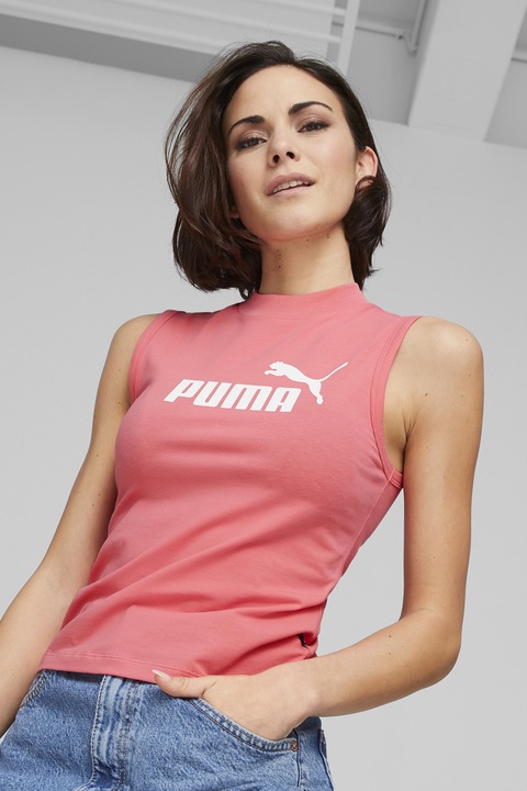 Puma, Top slim fit Essentials, Alb/Coral, XS