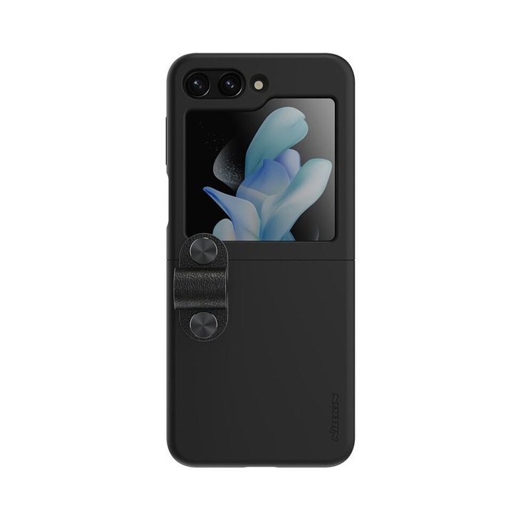 Калъф Nillkin за Samsung Galaxy Z Flip 5, твърд, поддържаща каишка, черен