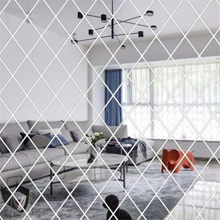 Set autocolante decorative 3D cu efect de oglinda, plastic, multicolor, pentru pereti, usi, feronerie