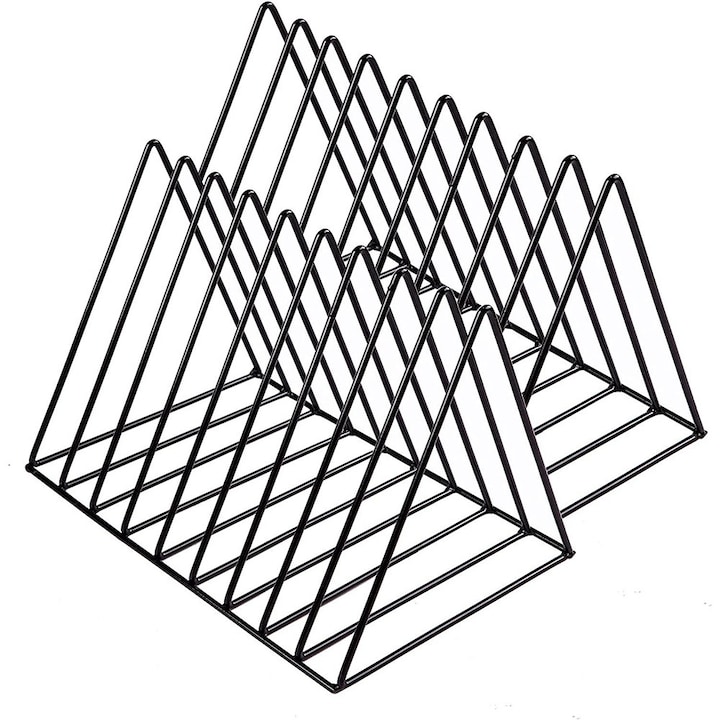 Set 2 x suport pentru viniluri, Bizaical, design modern, 10.24x7.08x7.08 in, negru