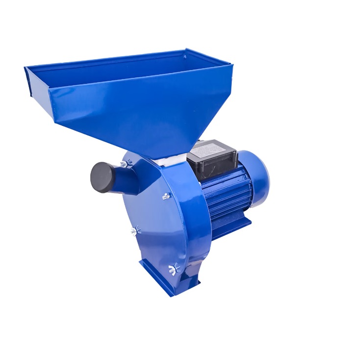 Moara cereale electrica, 3.8 kw, cuva mare albastra, 3 kg / min, 3800 rpm, 5 site, Dimensiuni 350x295x515