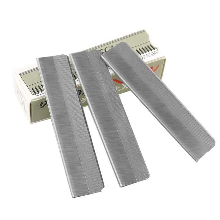 Aparate de tuns, AMRINUGL, set 50 lame din otel inoxidabil, pentru tuns sprancene si barbierit, 2.3"x0.59"