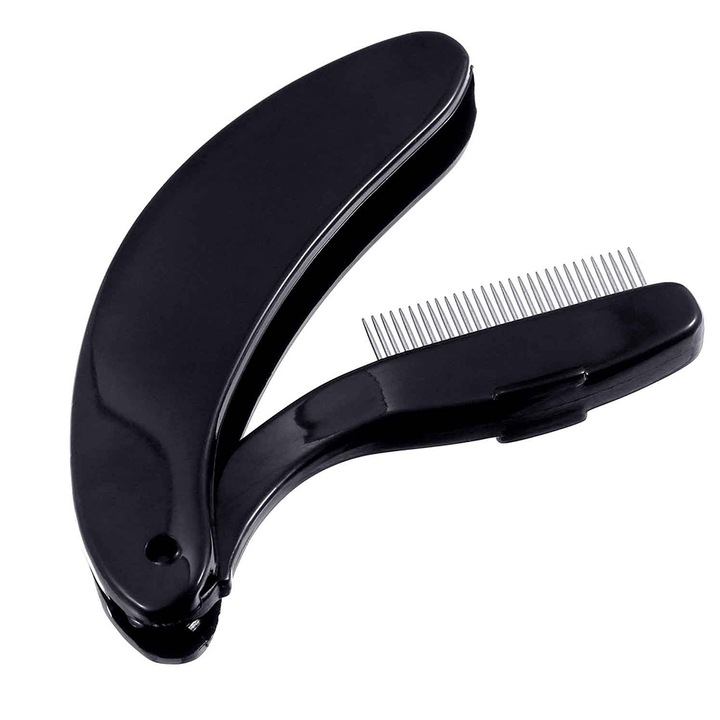 Pieptene pliabil din otel inoxidabil pentru gene, Peysaitr, set de 4, negru, 6.5x2x0.8cm