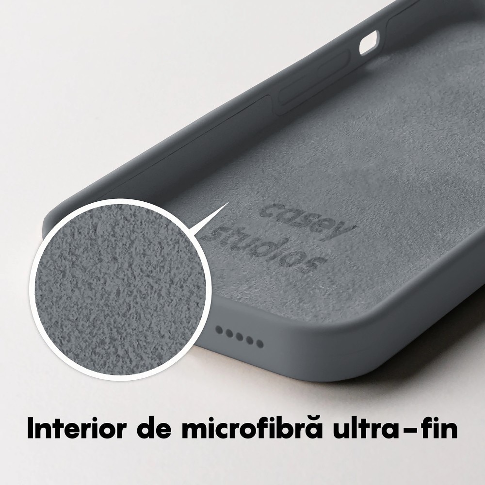 Husa CASEY STUDIOS™ compatibila cu iPhone 14 Plus, Soft Silicone Premium, Microfibra in Interior, Dark Gray, de Protectie, Ultra Slim, pentru Incarcare Wireless, Margini Ridicate de Protectia Ecranului si a Camerelor