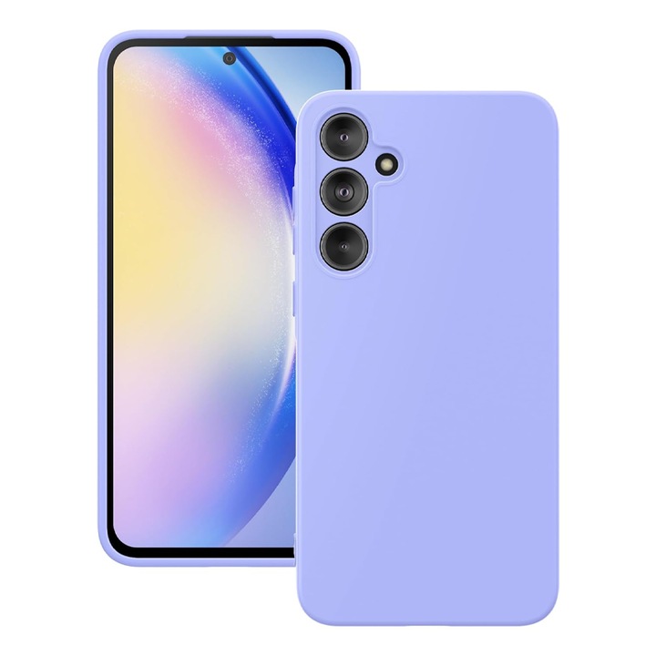 Husa de protectie compatibila cu Samsung Galaxy S23 FE, Silicon cu microfibra, Soft touch, Shock Resistance, Protectie camera, Mov deschis