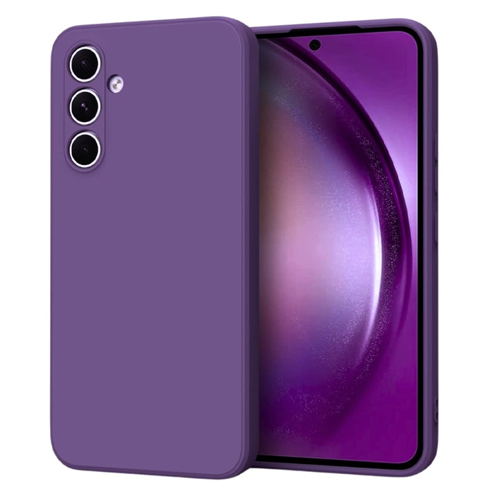 Husa de protectie compatibila cu Samsung Galaxy A55 5G, Silicon cu microfibra, Soft touch, Shock Resistance, Protectie camera, Mov