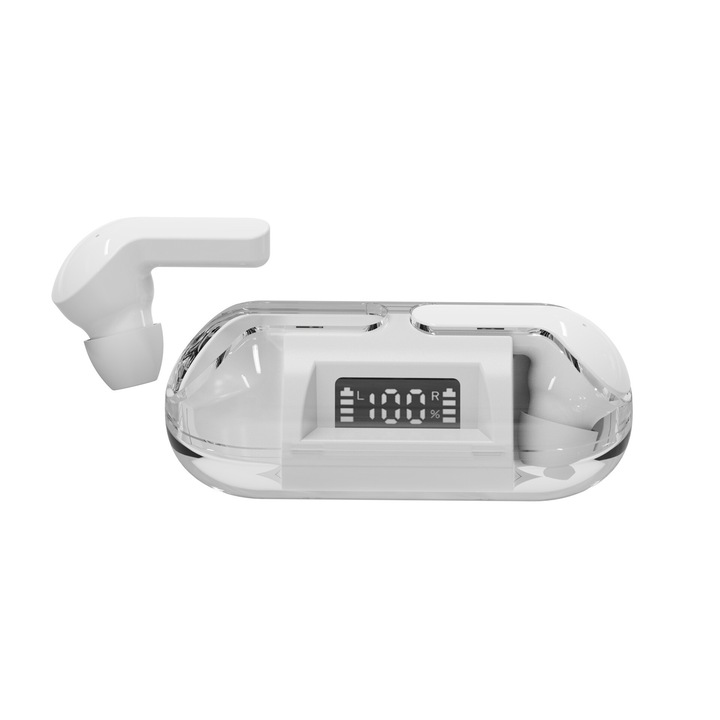 Casti stereo wireless TWS F9, Bluetooth 5.0, Rezistenta la apa, 1200 mAh, Negru