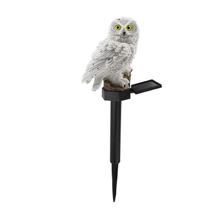 Lampa solara de gradina Cozevdnt, forma bufnita, LED, alb, rezistenta la intemperii