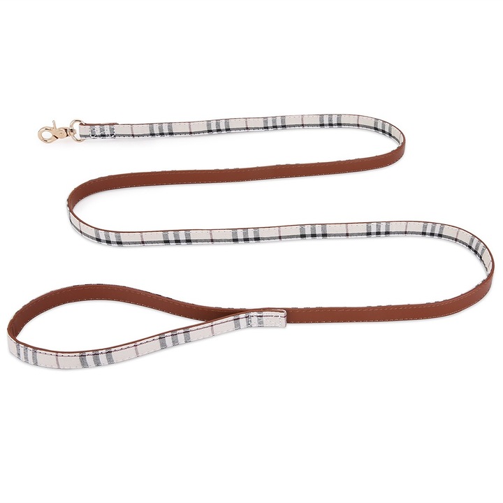 Комплект 1 x яка с папийонка, 1 x каишка за куче, 1 x регулируема бандана, кариран дизайн, многоцветен