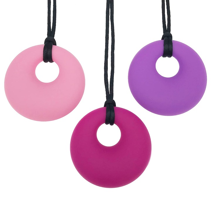 Fogzási nyaklánc, Jormftte, 3 darabos szett, élelmiszeripari szilikon, könnyen használható, szenzoros igényű gyermekek számára