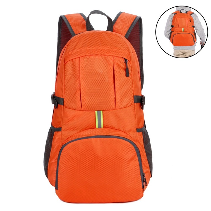Rucsac QttvbTna, pliabil, rezistent la apa, 30 l, panza Oxford, portocaliu