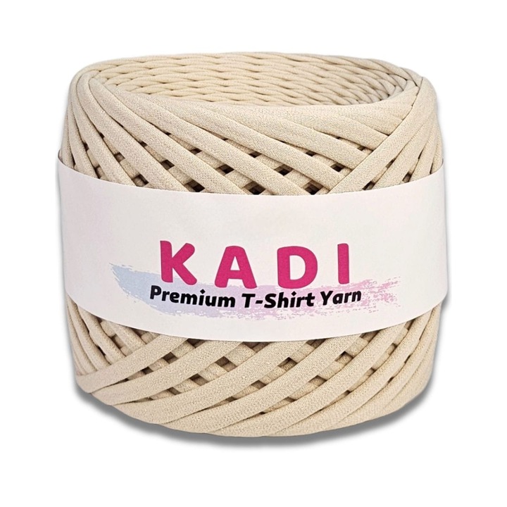 Fir panglica pentru crosetat tricotat si macrame, KaDi Small, 5-7 mm, 110 m, 100% bumbac, culoare Sahara
