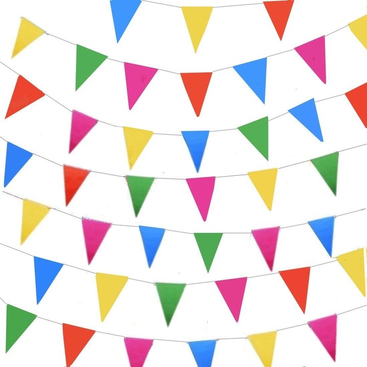 Dekoratív banner, QttvbTna, 80 m, Háromszög mintás, Többszínű
