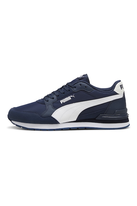 Puma, ST Runner v4 NL műbőr sneaker textil betétekkel, Sötétkék/Fehér