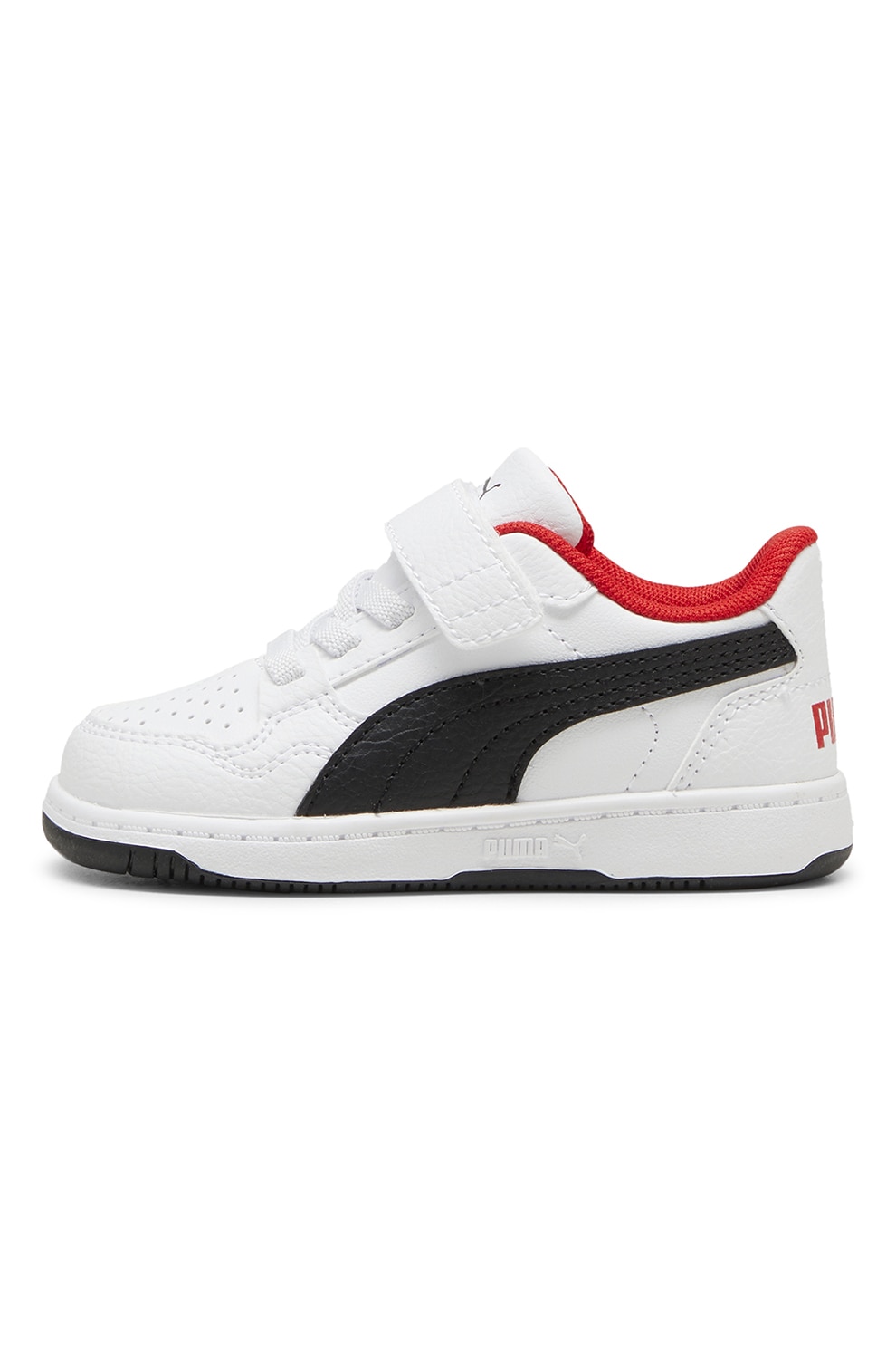 Puma, Pantofi sport din piele ecologica cu inchidere velcro Reb-L AC+, Rosu, Negru, Alb, 20 EU