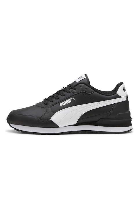 Puma, ST Runner v4 bőr és műbőr sneaker, Koptatott fekete/Törtfehér