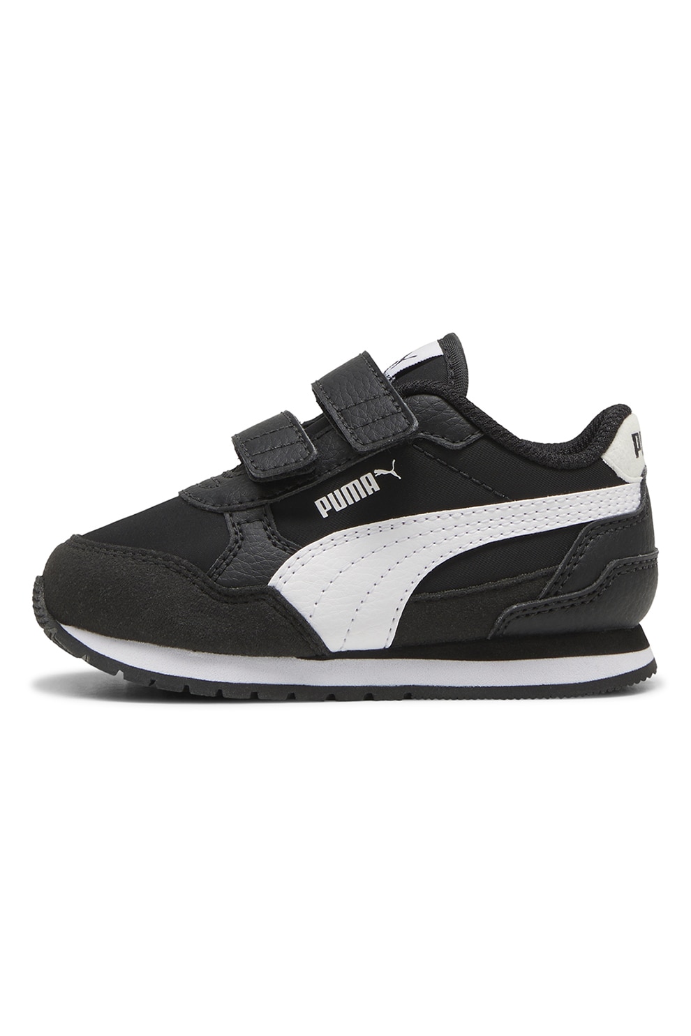Puma, Pantofi sport ST Runner v4 NL cu inchidere velcro, Alb, Negru, 23 EU