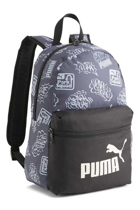 Puma, Rucsac cu model logo discret Phase -13L, Negru, Gri inchis