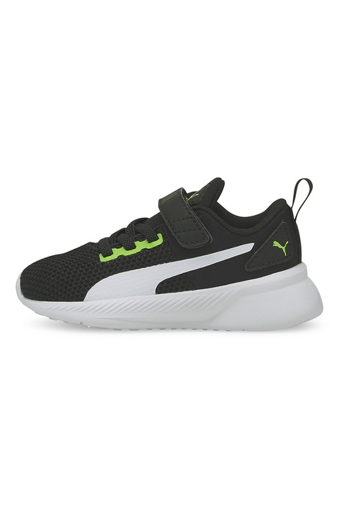 Puma, Обувки Flyer Runner за бягане с велкро, Бял/Зелен/Черен