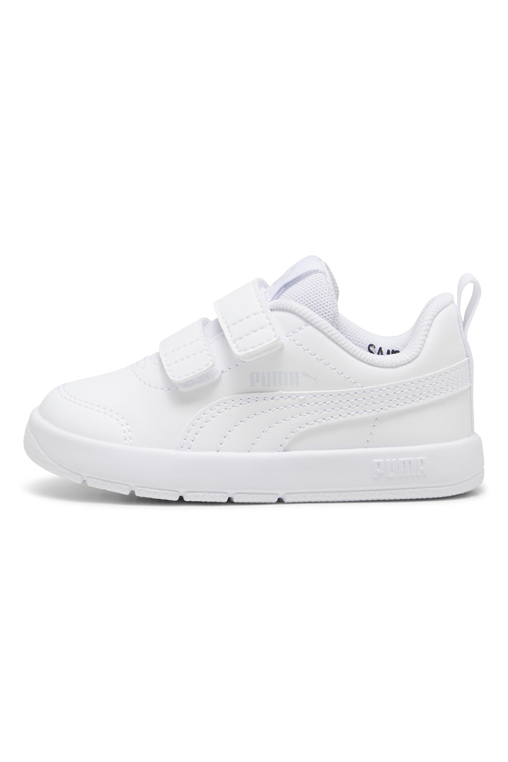 Puma, Pantofi sport Courtflex din piele ecologica cu velcro, Alb, 20 EU