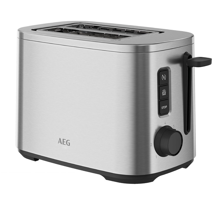 Тостер AEG Deli 5, 800W, 7 нива, автоматично центриране, функция за претопляне, неръждаема стомана