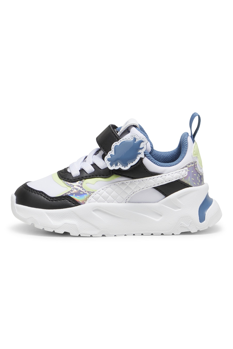 Puma, Pantofi sport cu detalii cu model holografic Trinity Trolls 2, Negru, Alb, Albastru, 21 EU