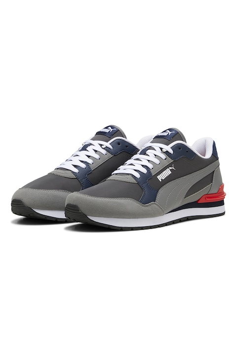 Puma, Спортни обувки ST Runner v4 NL от еко кожа с текстил, Въглен сиво/Папратово зелено