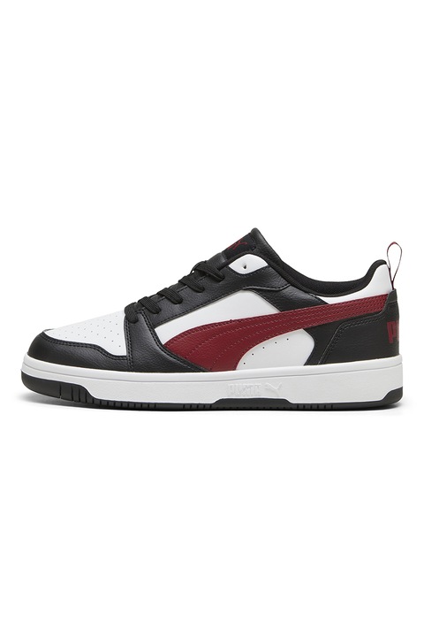 Puma, Pantofi sport unisex Rebound v6 din piele ecologica, Visiniu/Negru/Alb optic
