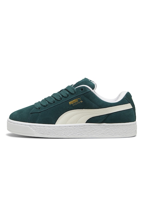 Puma, Велурени спортни обувки с кожа, Слонова кост/Тъмнозелен