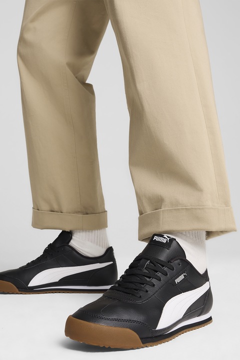 Puma, Спортни обувки Turino II с еко кожа, Черен, Бял, 11