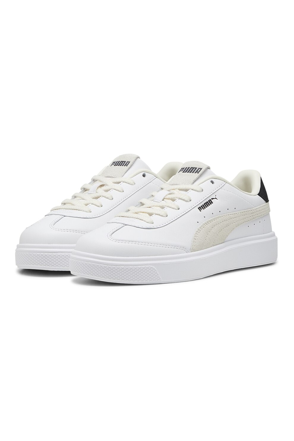 Puma, Pantofi sport de piele cu insertii de piele ecologica Lajla, Alb ...