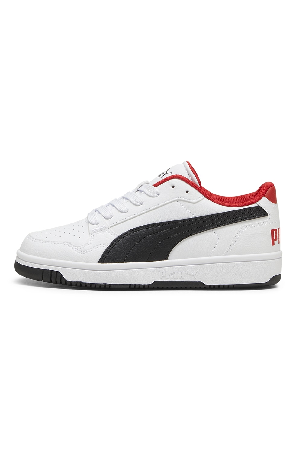 Puma, Pantofi sport de piele ecologica Reb-L Jr, Alb, Negru, 38.5 EU