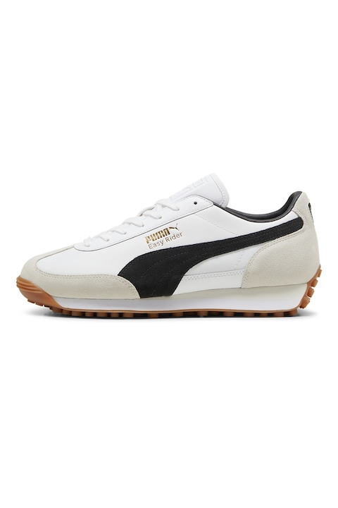 Puma, Easy Rider sneaker nyersbőr részletekkel, Fehér/Fekete