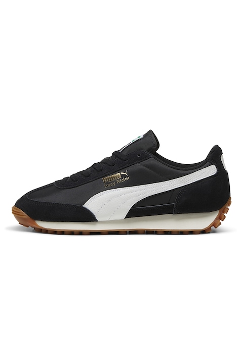 Puma, Easy Rider Vintage sneaker nyersbőr részletekkel, Fekete/Törtfehér